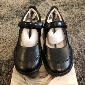 Girls Nina Black Leather Velcro Sneakers
